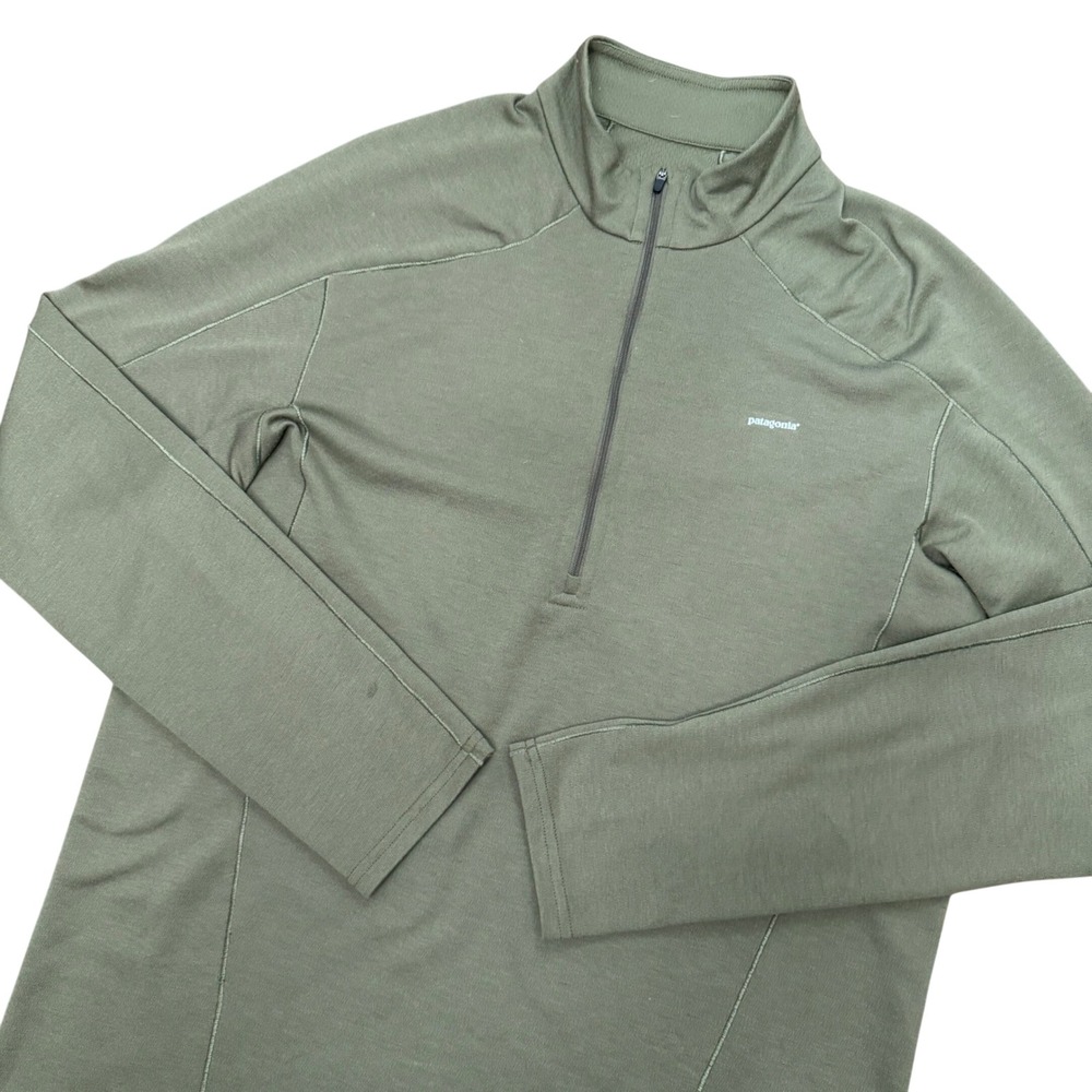 Patagonia Capilene 3 Midweight Men Large Green 1/4 Zip Polartec Base Layer 44441